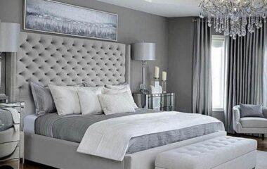 Серая спальня: преимущества цвета, организация освещения, выбор мебели